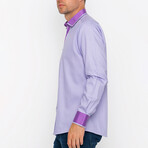 Contrast Spread Collar Stripe Shirt // Lilac (S)