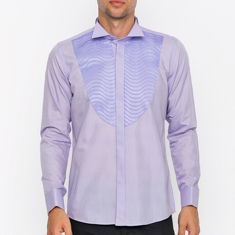 Spread Collar Tuxedo Shirt // Lilac (S)