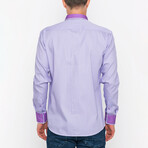 Contrast Spread Collar Stripe Shirt // Lilac (S)