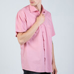 Spread Collar Short Sleeve Front Pocket Shirt // Pink (S)