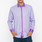 Contrast Spread Collar Stripe Shirt // Lilac (S)