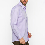 Spread Collar Diamond Pattern Front Pocket Shirt // Lilac (S)