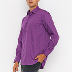 Spread Collar Front Pocket Shirt // Purple (S)