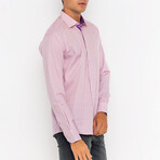 Spread Collar Square Pattern Shirt // Pink (S)