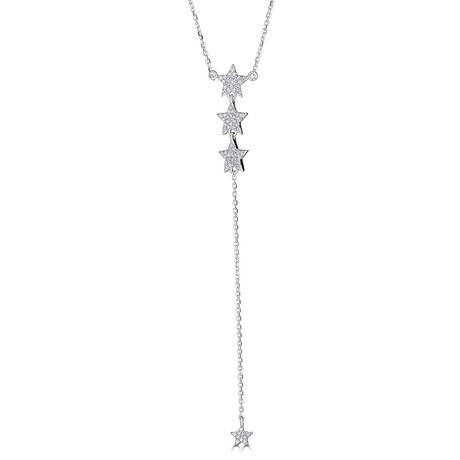 14K White Gold DIamond Star Necklace