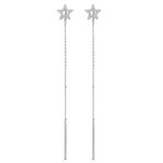 14K White Gold Diamond Star Outline Threader Earrings V.1