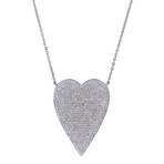 14K White Gold Diamond Heart Filled Necklace