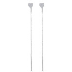 14K White Gold Diamond Filled Heart Threader Earrings V.1