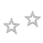 14K White Gold Diamond Star Stud Earrings