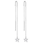 14K White Gold Diamond Star Outline Threader Earrings V.2