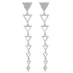 14K White Gold Diamond Triangle Dangle Earrings