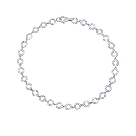 14K White Gold Diamond Circle Bracelet