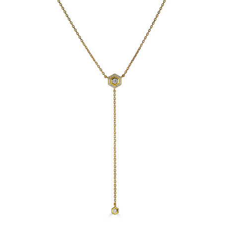 14K Yellow Gold Diamond Drop Chain Necklace