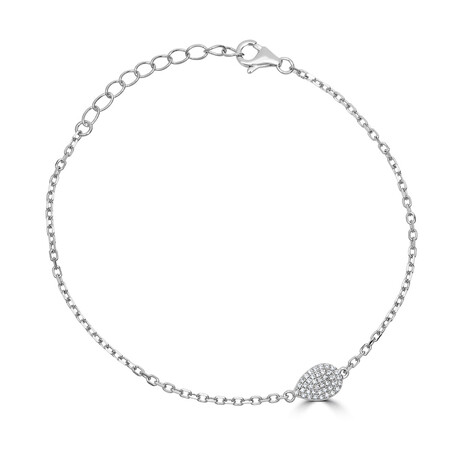 14K White Gold Diamond Pear Bracelet