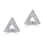 14K White Gold Diamond Triangle Stud Earrings