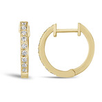14K Yellow Gold Diamond Huggie Earrings