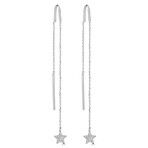 14K White Gold Diamond Filled Star Threader Earrings V.2