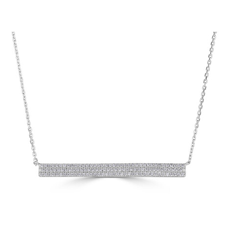 14K White Gold Diamond Bar Necklace