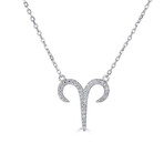 14K White Gold Diamond Aries Necklace
