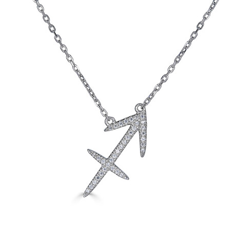 14K White Gold Diamond Sagittarius Necklace
