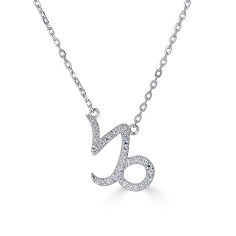 14K White Gold Diamond Capricorn Necklace