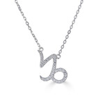 14K White Gold Diamond Capricorn Necklace