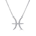 14K White Gold Diamond Pisces Necklace
