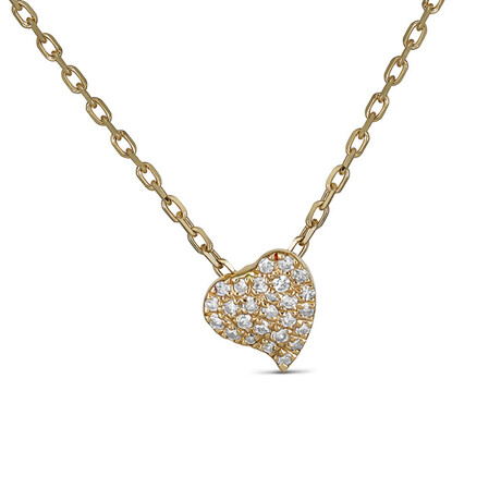 14K Yellow Gold Diamond Heart Necklace