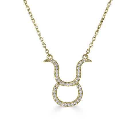 14K Yellow Gold Diamond Taurus Necklace
