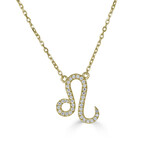 14K Yellow Gold Diamond Leo Necklace