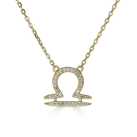 14K Yellow Gold Diamond Libra Necklace