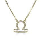 14K Yellow Gold Diamond Libra Necklace