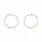 18K Yellow Gold Diamond Hoop Earrings I // New