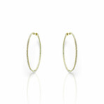 18K Yellow Gold Diamond Hoop Earrings I // New