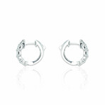 18K White Gold Diamond Hoop Earrings // New