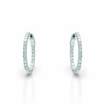 18K White Gold Diamond Oval Hoop Earrings // New