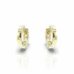 18K Yellow Gold Diamond Hoop Earrings // New