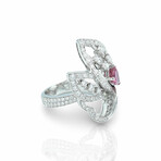 Fine Jewelry // 18K White Gold Diamond + Pink Tourmaline Ring // Ring Size: 6.75 // Pre-Owned