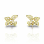18K Yellow Gold Diamond Flower Earrings // New