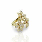 18K Yellow Gold Diamond Flower Ring // Ring Size: 6 // New