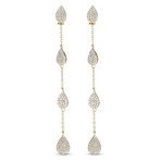 14K Yellow Gold Diamond Pear Shape Dangle Earrings