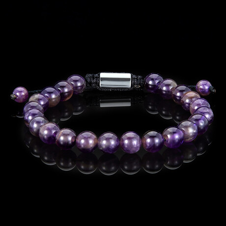 Amethyst Stone Adjustable Bead Bracelet // 8"