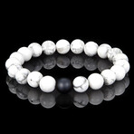 Howlite + Matte Onyx Stone Stretch Bracelet // 8.25"