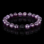 Amethyst + Matte Onyx Stone Stretch Bracelet // 8.25"