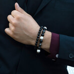 Onyx Stone Adjustable Bead Bracelet // 8"