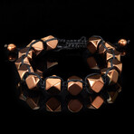 Copper Plated Hematite Stone Bead Adjustable Bracelet // 8"