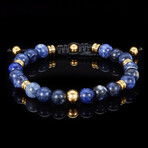 Sodalite Stone + Gold Plated Stainless Steel Adjustable Bracelet // 8"