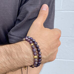 Amethyst Stone Adjustable Bead Bracelet // 8"