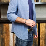 Ebony Wood + Jasper Stone Bead Stretch Bracelet // 8"