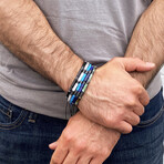 African Turquoise + Hematite Stone Adjustable Bracelet // 9"